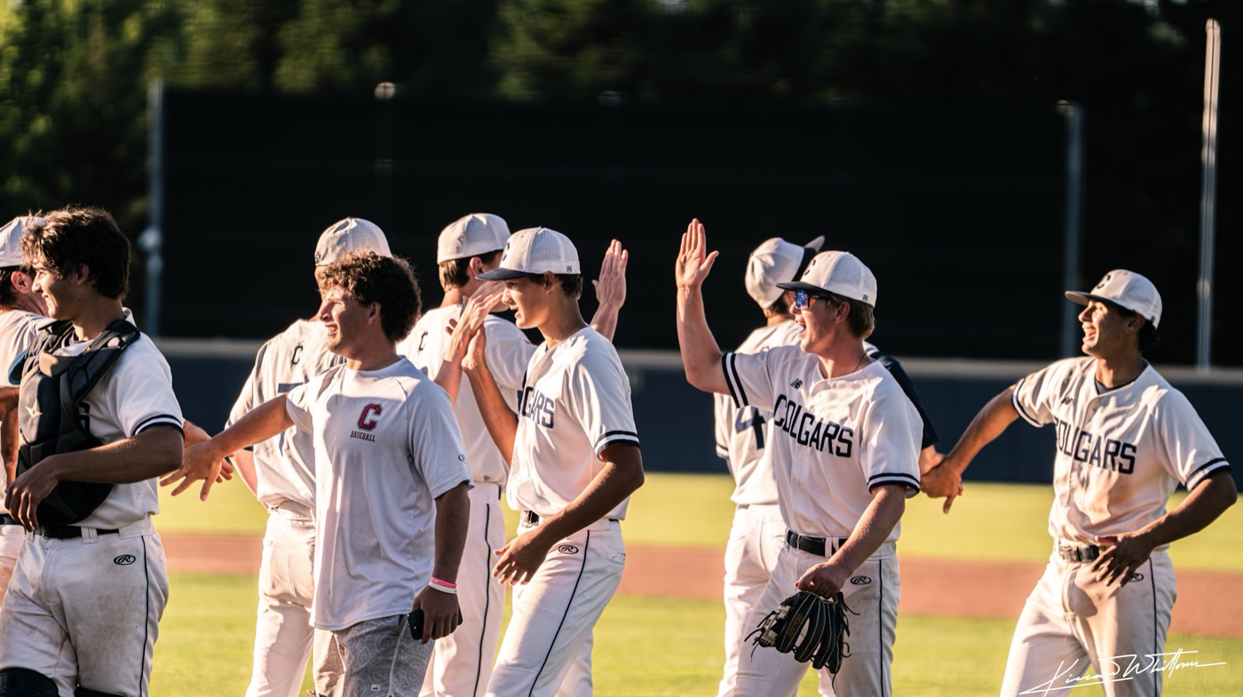 Baseball team line-up at sundown